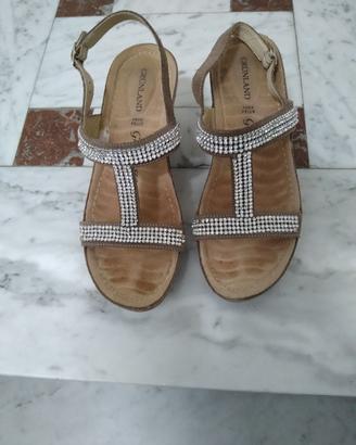 Sandali Strass Grünland con zeppa