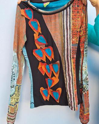 maglia manica lunga Save the Queen patchwork