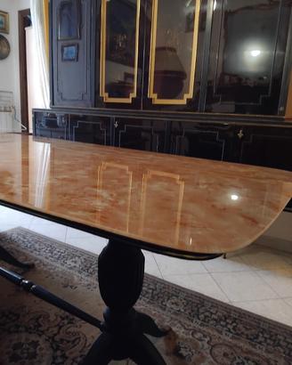 credenza e tavolo in vetro rosa