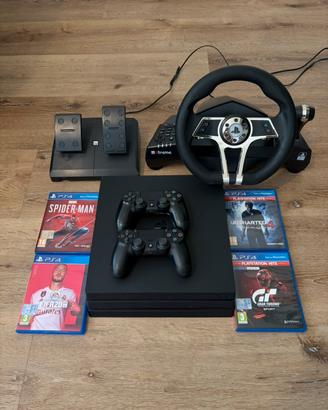PlayStation 4Pro 1Tb+giochi+2joystick sony +sterzo