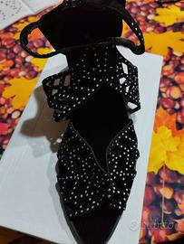 Sandali eleganti velluto – tacco basso – nuove