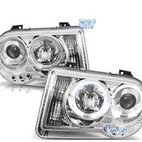 FARI PER CHRYSLER 300C 05-10 ANGEL EYES LED CROMAT