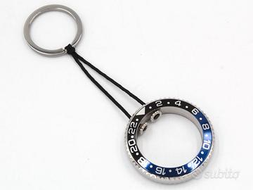 Portachiavi Acciaio Ghiera Nero/Blu Tribute Rolex