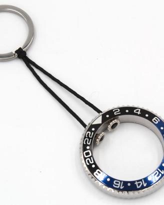 Portachiavi Acciaio Ghiera Nero/Blu Tribute Rolex