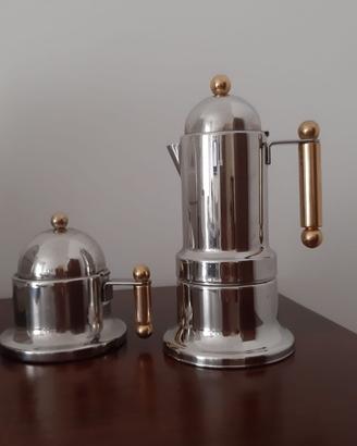 Caffettiera e zuccheriera in acciaio seminuova
