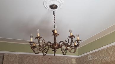 Lampadario Vintage in Bronzo a 8 Luci - Barocco
