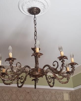 Lampadario Vintage in Bronzo a 8 Luci - Barocco