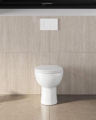 Vaso tradizionale con scarico a parete e sedile.