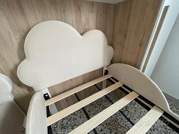 Letto 90x200 imbottito bambino bambina nuvola