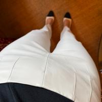 Pantalone ecopelle panna M