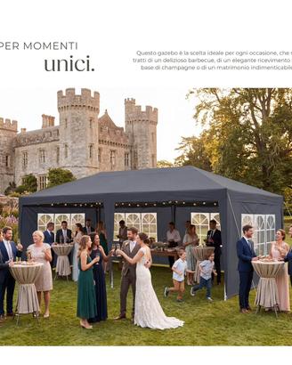 Gazebo 3x6 m o 3x3 impermeabile con 5 pannelli