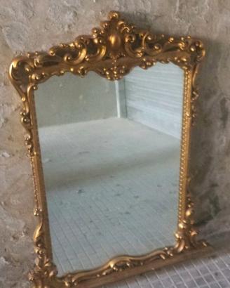 SPECCHIO LEGNO INTAGLIATO DORATO STILE BAROCCO '50