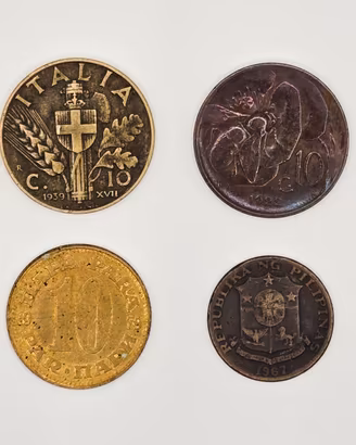 Lotto 4 monete storiche e mondiali d'epoca