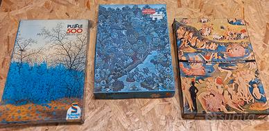 3x Puzzle 500 pcs vintage Schmidt Bosch Arte Seta
