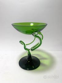 Bicchiere calice in vetro verde Josefina Krosno