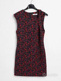 Mango suit vestito jacquard fiori blu-rosso Tg-S