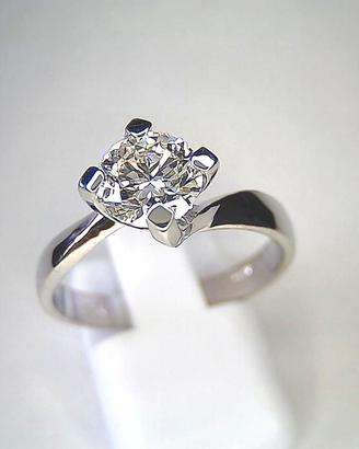 Solitario oro bianco 750 diamante carati 0.90