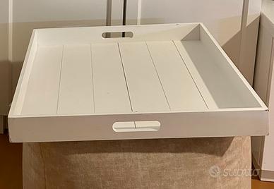 Vassoio bianco in legno mis. 48 x48 (lav. shabby)