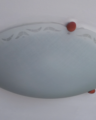 Lampadario cucina rotondo in vetro inciso