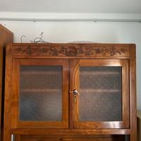 Mobile in Legno Decorato a Fiori Vetrina Vintage