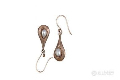 Orecchini Vintage Pendenti Argento Perle