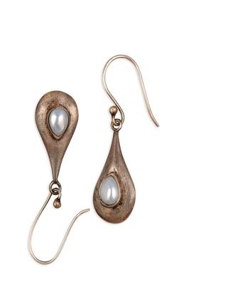 Orecchini Vintage Pendenti Argento Perle