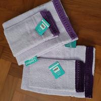 2 COPPIE DI ASCIUGAMANI CON PIZZO NUOVI