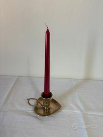 Portacandela in ottone a forma di cuore vintage