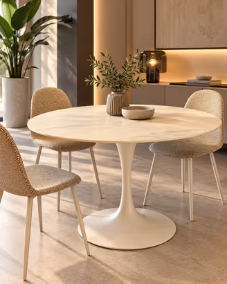 Tavolo rotondo in ceramica effetto marmo-Pavia