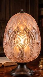 Lampada in vetro smerigliato decorato