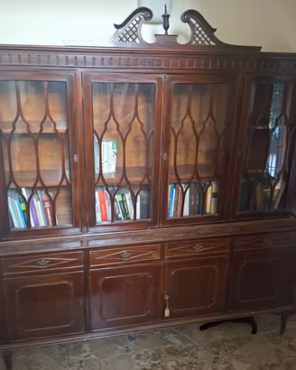 Libreria /cristalliera stile Regency in Mogano 