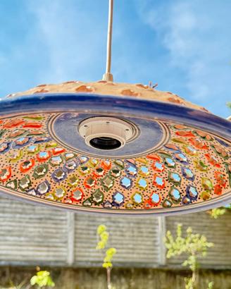 🏮 Lampadario Artigianale in Terracotta Traforata