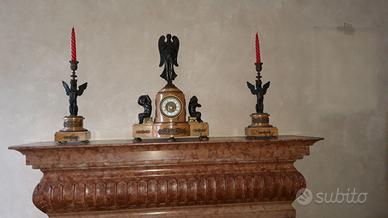 OROLOGIO TRITTICO IN MARMO E BRONZO