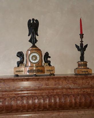 OROLOGIO TRITTICO IN MARMO E BRONZO
