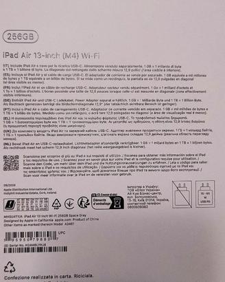 iPad Air 13 " (M4) 256 GB grigio sigillato