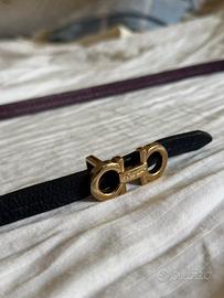 Ferragamo Cintura belt doppia fascia viola e nero