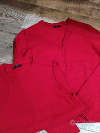 Cardigan rosso (gemelli) pura lana vergine Tag S 