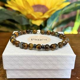 Bracciale uomo occhio di tigre 6mm, ematite