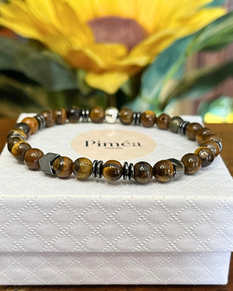 Bracciale uomo occhio di tigre 6mm, ematite