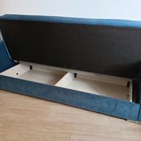 Divano letto blu in tessuto lavabile 3 posti