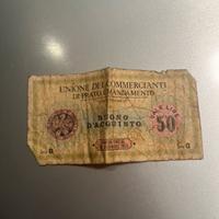 Buono 50Lire 1915 Prato- Cartamoneta WW1 originale