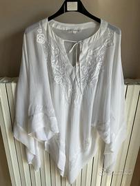 Camicia foulard bianca ricamata NARA CAMICIE