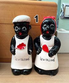 Coppia statuine sale e pepe vintage New Orleans