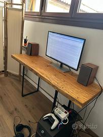 Scrivania legno massello stile industrial 160X54