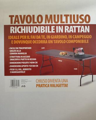 Tavolo richiudibile in rattan