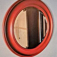 Specchio rosso vintage rotondo