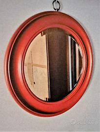 Specchio rosso vintage rotondo