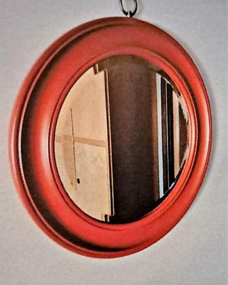 Specchio rosso vintage rotondo