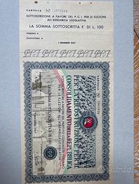 Biglietto pci Togliatti Repubblica Italia 1947