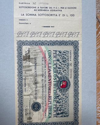 Biglietto pci Togliatti Repubblica Italia 1947